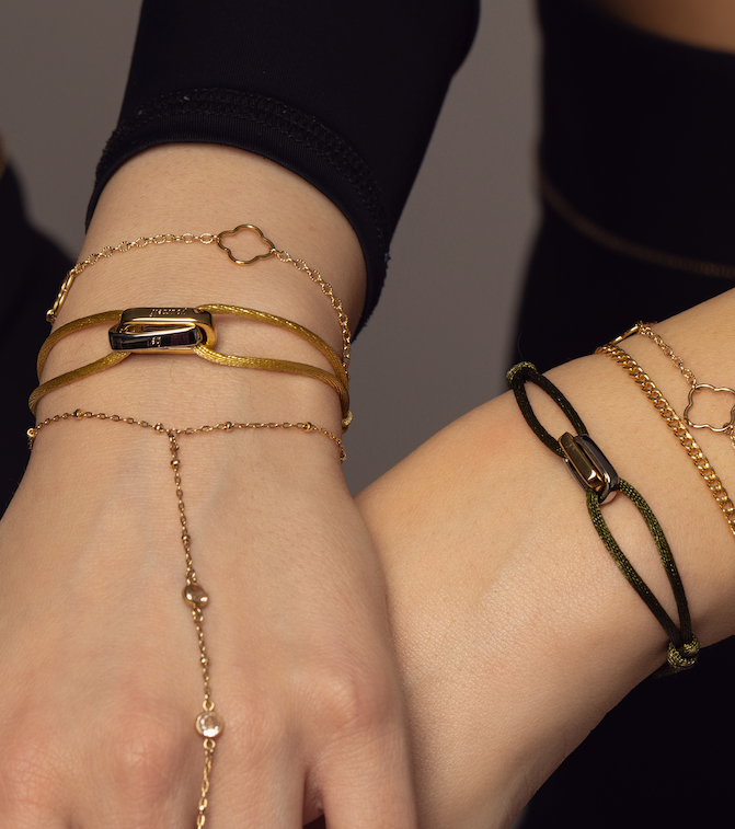 Interlocked Bracelet Set 1x mit Charm BOLD (gross) & 1x mit Charm FINE (klein)