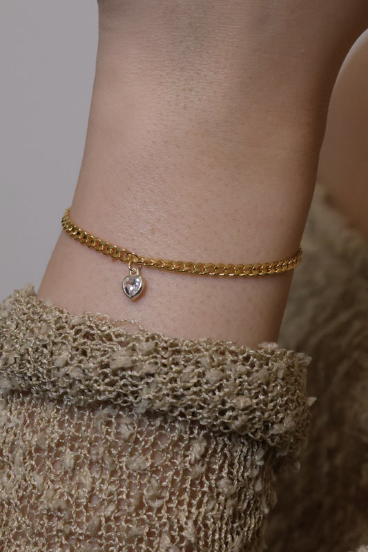 Personalisierte Armkette Zirkonia Herz Anhänger