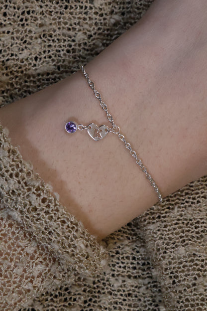 Personalisierte Armkette mit Herz Buchstaben und Monatsstein Anhänger
