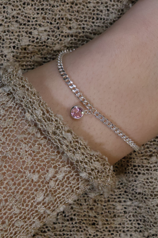 Personalisierte Armkette mit Monatsstein Anhänger gross