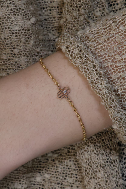 Personalisierte Armkette mit Hamsa Hand / Fatima Hand Verbinder