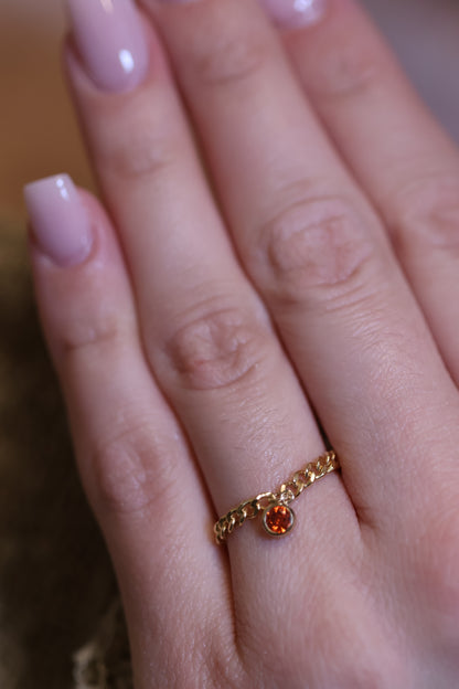 Personalisierter Ring mit Monatsstein Anhänger