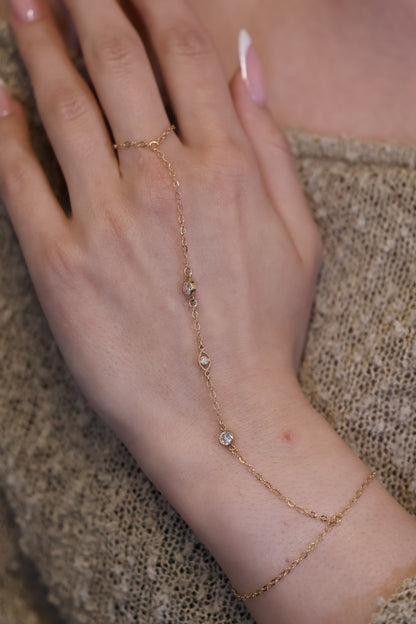 Personalisierte Hand Chain mit Nazar Auge und Monatssteinen