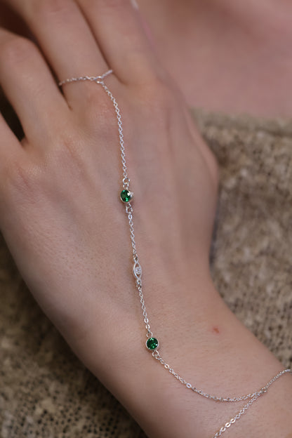 Personalisierte Hand Chain mit Nazar Auge und Monatssteinen