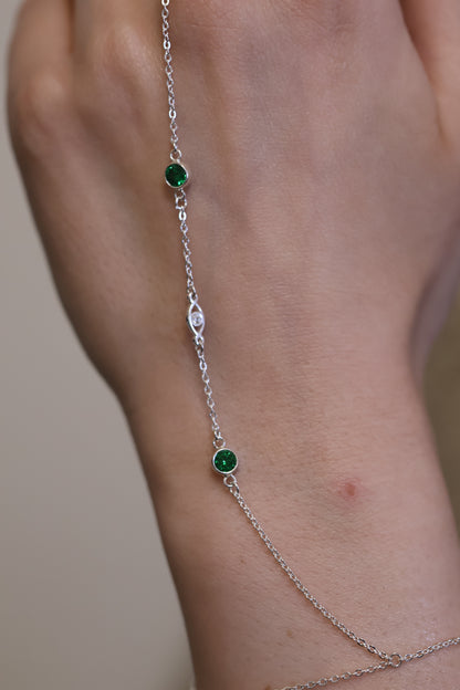 Personalisierte Hand Chain mit Nazar Auge und Monatssteinen
