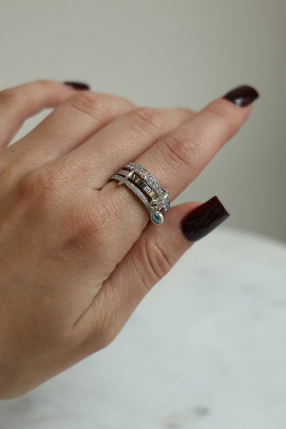 Connected Ring Silber mit Monatsstein Anhänger