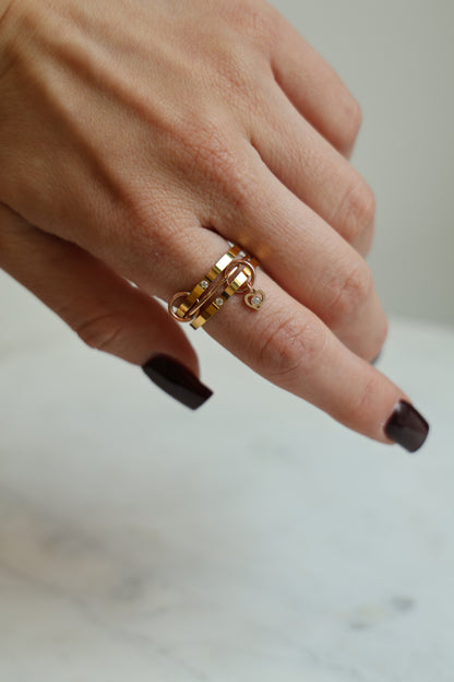 Connected Ring Gold & Rosegold mit Herz Anhänger