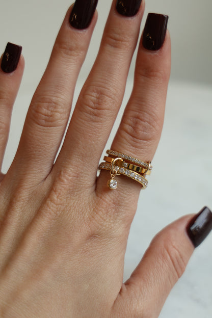 Connected Ring Gold mit Monatsstein Anhänger