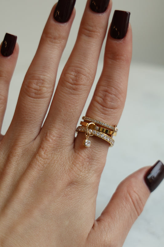 Connected Ring Gold mit Monatsstein Anhänger