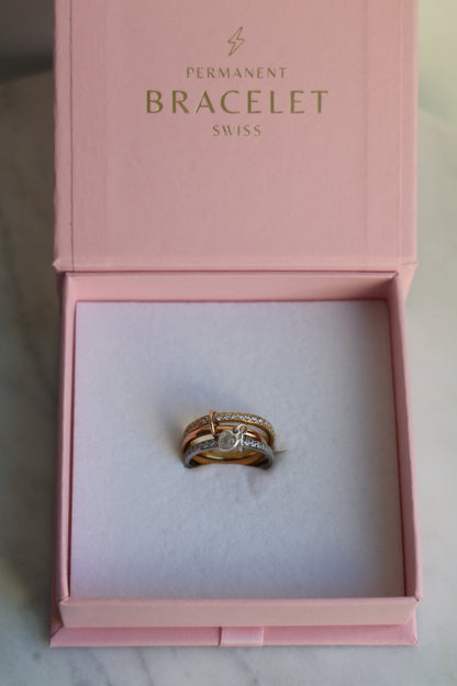 Connected Ring Gold, Silber & Rosegold mit Herz-Charm