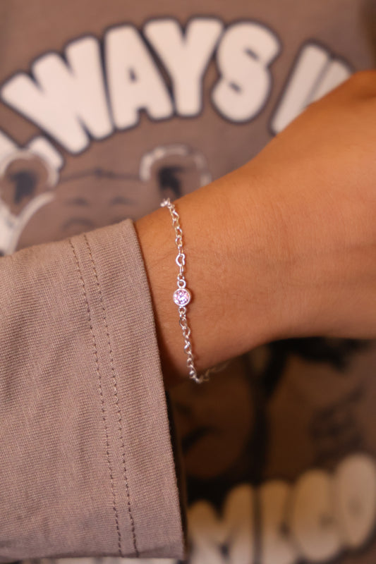 Personalisierte Kinder Armkette mit Monatsstein