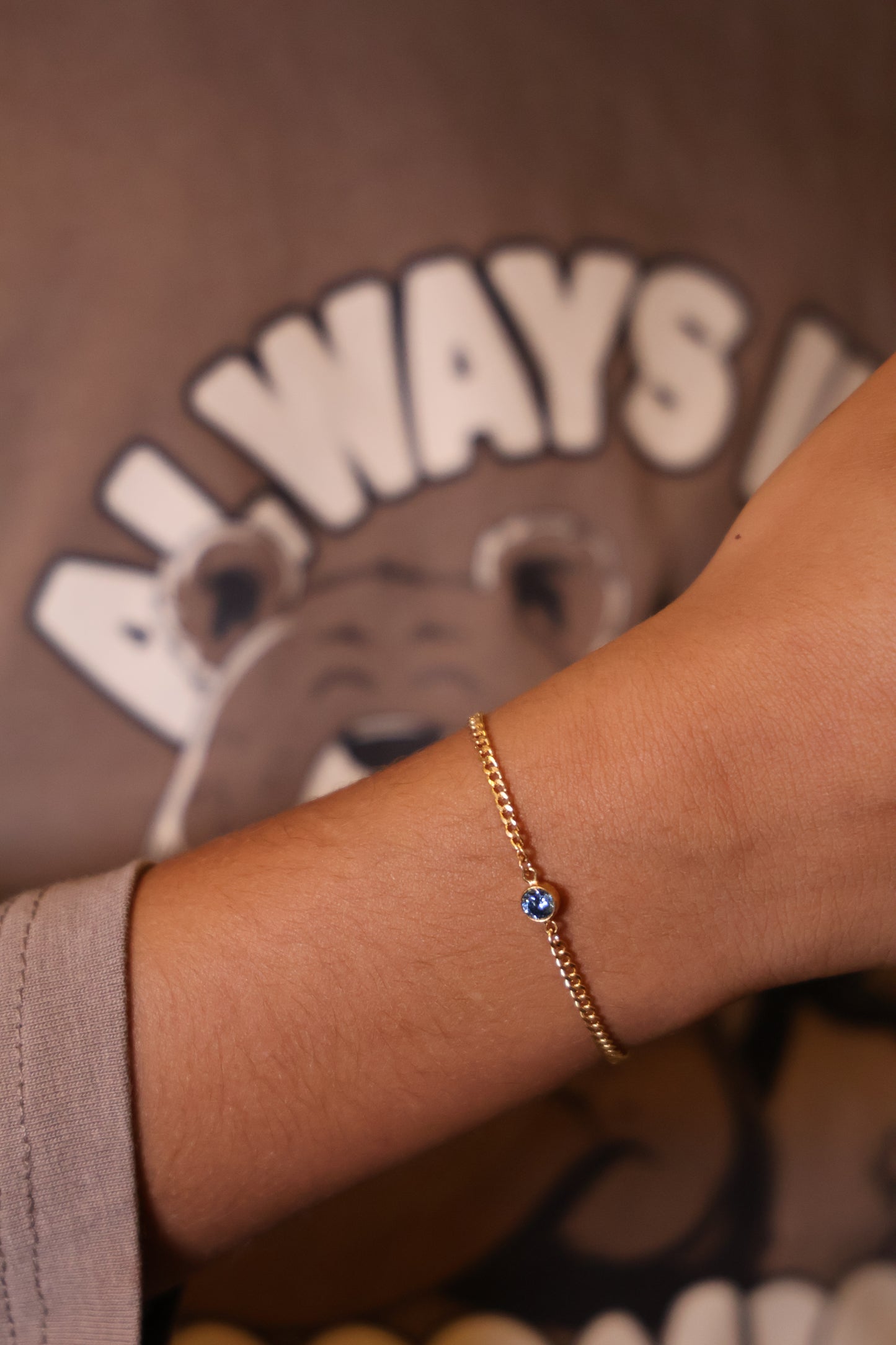 Personalisierte Kinder Armkette mit Monatsstein