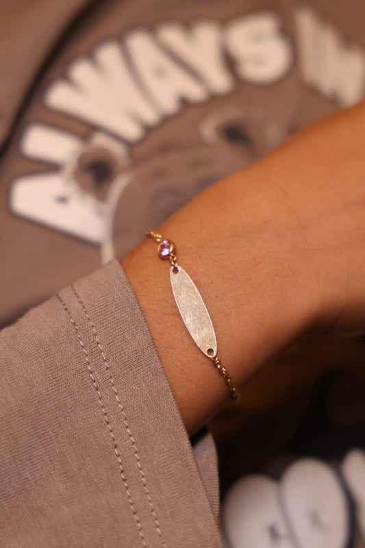 Personalisierte Kinder Armkette mit Gravur und Monatsstein