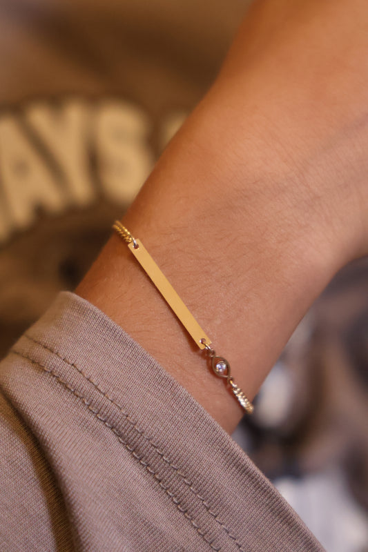 Personalisierte Kinder Armkette mit Nazar Auge und Gravur